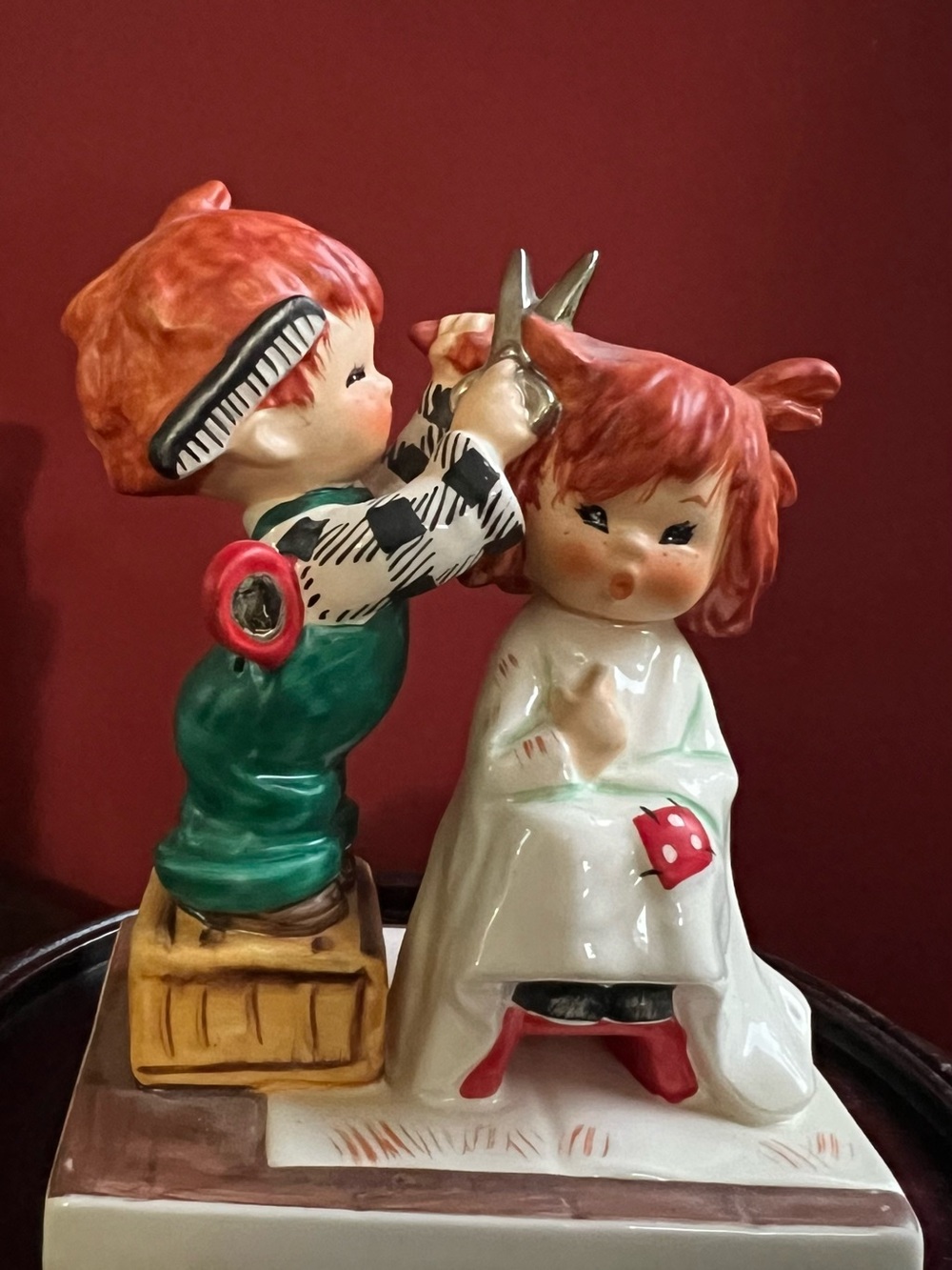 Vintage Goebel Charlotte Byj "Sheer Nonsense!" Figurine W Germany Red Haircuts